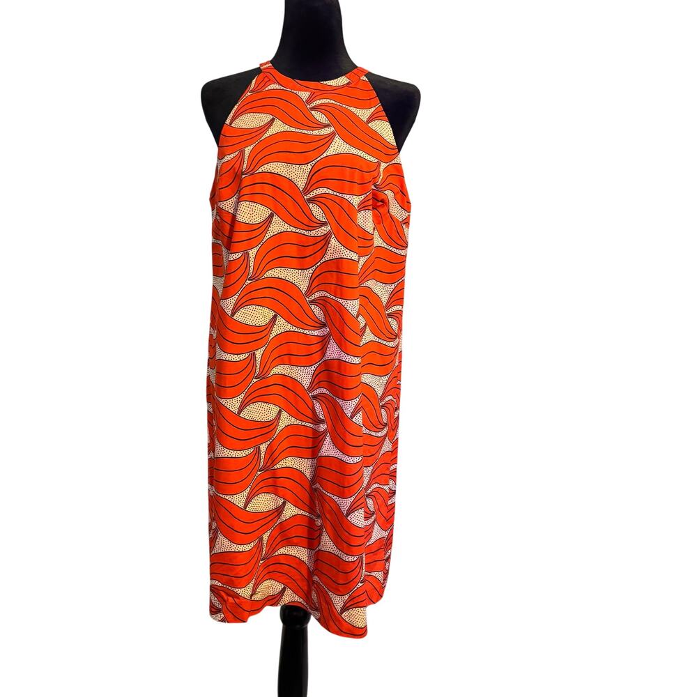 Ann Taylor Gorgeous Sleeveless Bright Orange and Tan Dress Sz 8